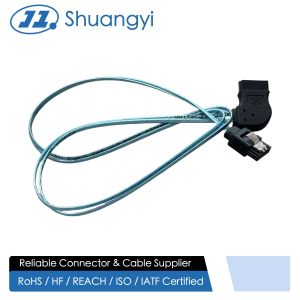 China Right Angle to Straight SATA 7Pin Data Cable Connector – Shielded Serial ATA Wire for HDD / SSD / Server Transmission on sale
