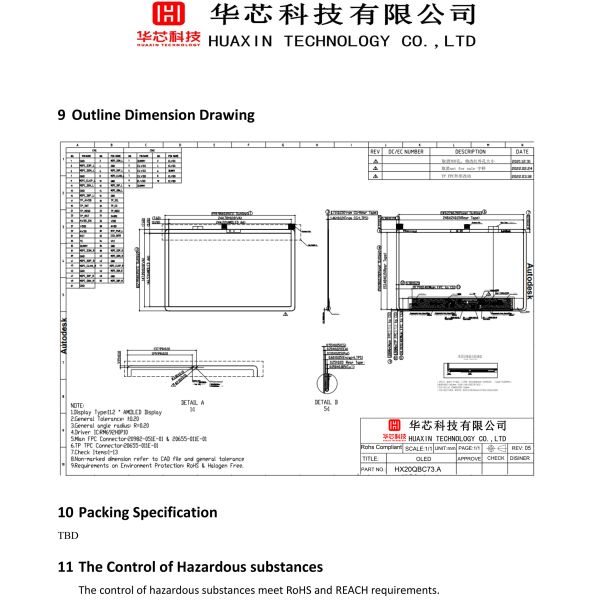 11.2 Inch High Resolution AMOLED Display Module with oncell touch, 2560*1536 Dots and 450c/d Brightness