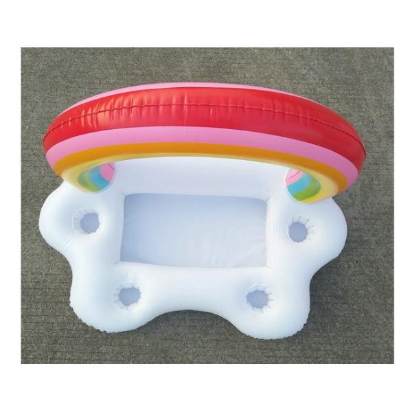 Rainbow Inflatable Water Toys Beverage Cup Holder / Blow Up Ice Bar For Drinks