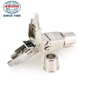 Zinc Alloy RJ45 CAT6A CAT7 Shielded Keystone Jack 180 Degree Toolless STP