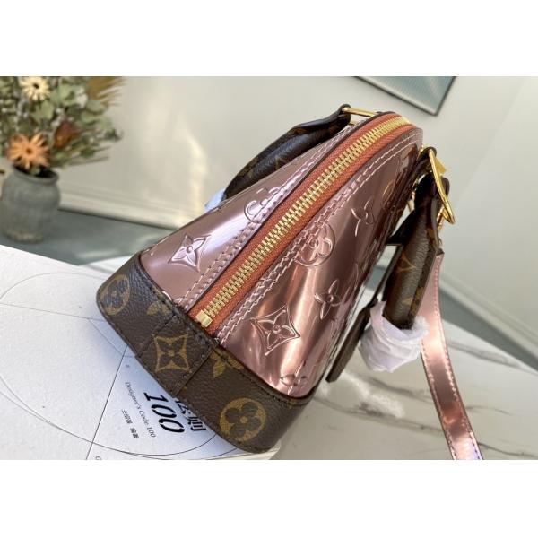 Sliver Shell Vernis Leather Womens Luxury Handbag Zipper Open