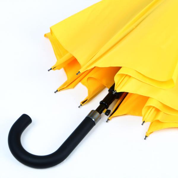 Auto Open Curved Handle Umbrella Black Metal Pole 190T Ployester And Pongee