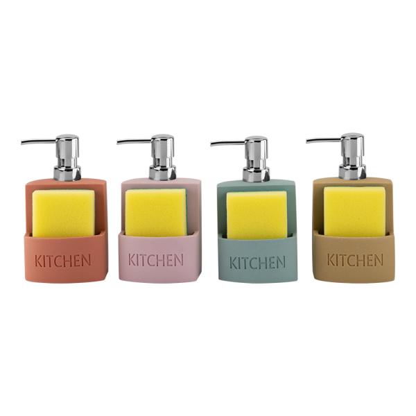 Rectangular Kitchen Utensil Caddy Soap Dispenser with ABS Pump Head and Sponge Debossed Letter