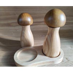 Mashroom Shape Acacia Wood Salt And Pepper Grinder Set With Manual Adjustable