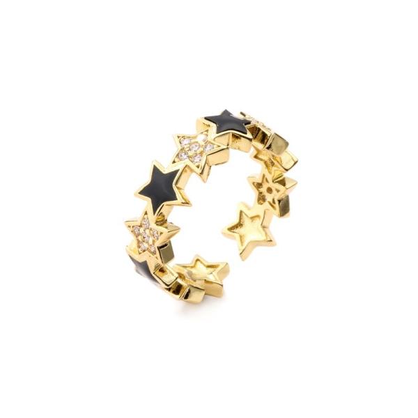 Quality Open 14k Gold Star Ring Adjustable CZ Cubic Zircon Custom for sale