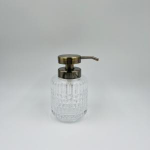 Glass Clear Bathroom Accessories Set Round Shape Diamond Pattern And Stripe