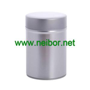 silver plain round tea tin can with airtight double lids