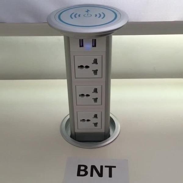 Multifunctional kitchen pop up power socket with wireless phone charger