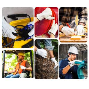 LC20032 Cow Split Leather Working Gloves With Shirred Elastic Back