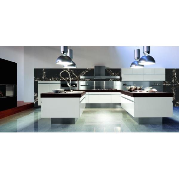 Black Calacata Artificial Quartz Kitchen Countertop With Coherent Pattern