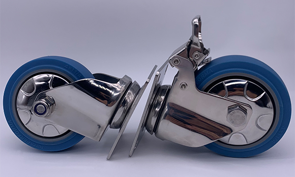 100mm Soft Rubber Stainless Lockable Caster Wheels