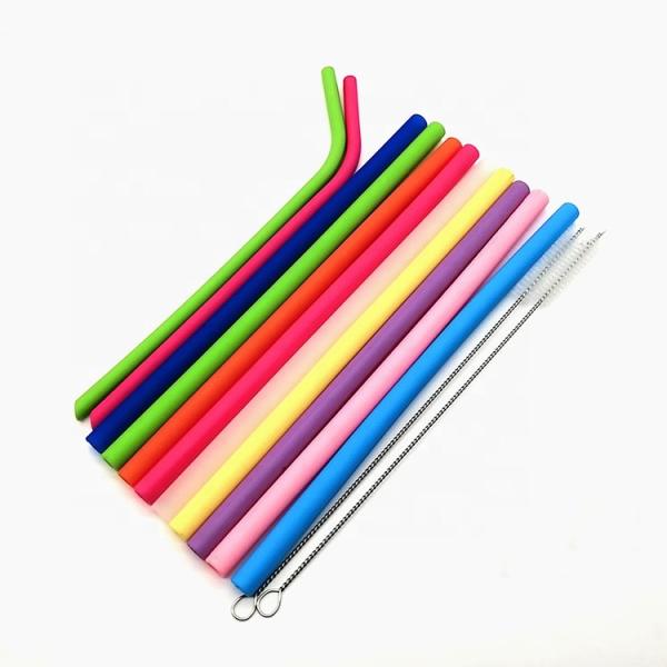 Custom Foldable Reusable Silicone Drinking Straws Eco Friendly With Cleaning