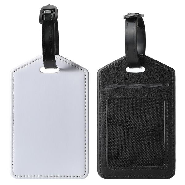 Personalized PU Leather Luggage Tag With Card Slot Back Custom Logo Printed