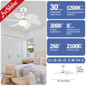 1stshine Ceiling Fan Light with White Blades and 6 Speeds 110-240V/50Hz-60Hz