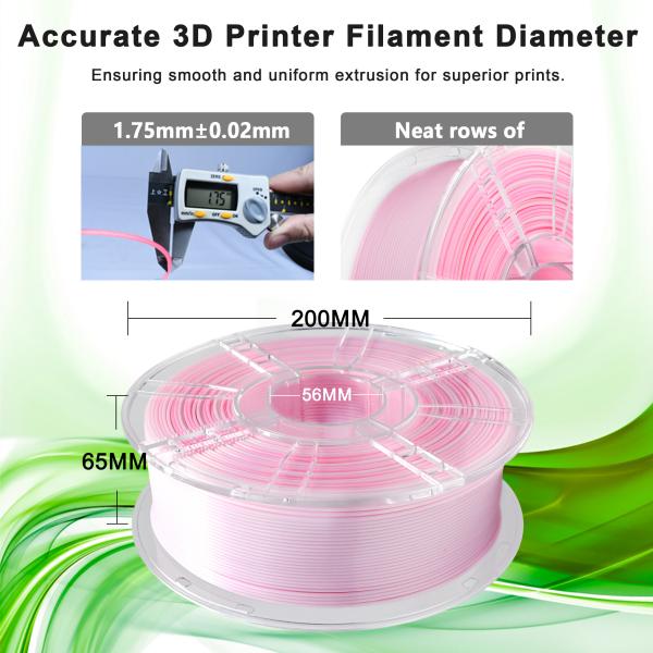 PLA+ High Strength Dual Color Gradient Pink White Filament 1.75mm 3d Printing Filament