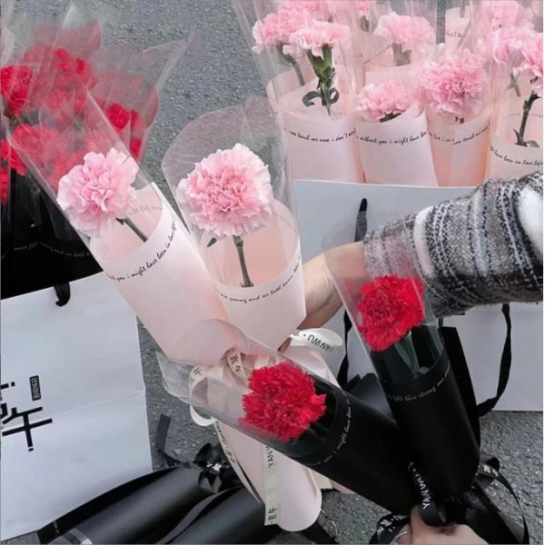 Cross-border single bouquet wrapping paper, transparent single goddess single flower, single flower bag, English floral materials
