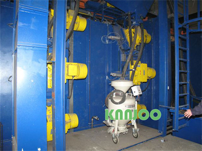 Catenary Stepping Q48 Monorail Shot Blasting Machine For Casting Forging Parts