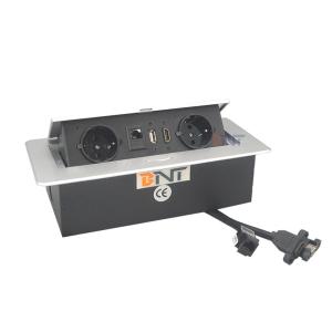 220V EU power aluminium alloy multimedia office table top socket with schuko