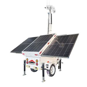 Quick Use Solar Powered Panels Camera Security Trailer For Construction Site