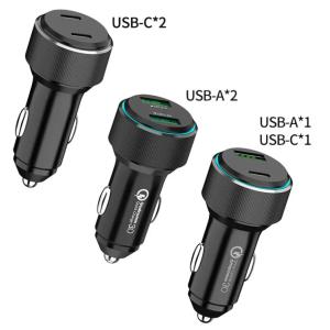 2 Ports 45W Dual Type C USB Car Charger Fast Charging Power Adapter