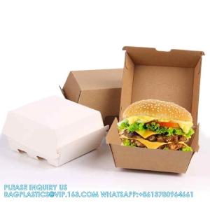 Paper Burger Box, Corrugated Hamburg Box 300gsm Paper Fast Food Disposable