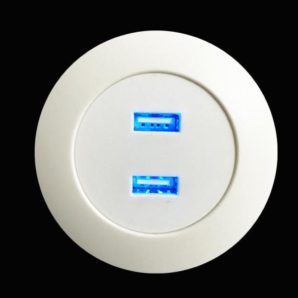 Terminal Round Black Dual Double USB Charge Socket Furniture Accessories Sofa