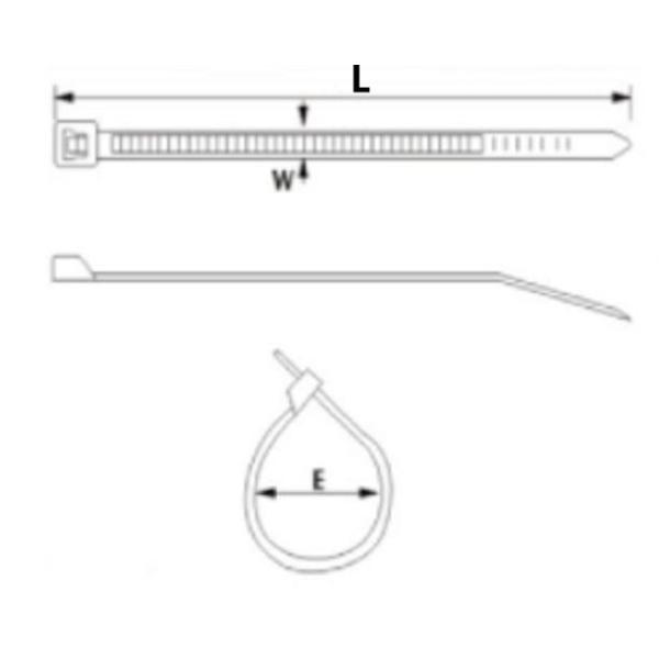 White Black Bulk Wire Ties Nylon 66 Cable Ties 150mm