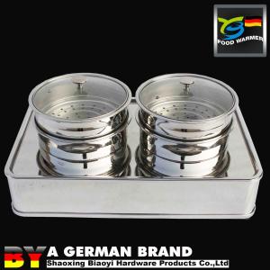 Table Top SUS304 Dual Soup Bucket Steamer Chafing Dish No Footing For Breakfast