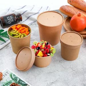 Disposable Paper Bowls With Lids Soup Serving Paper Cup PE Coating Salad Paper