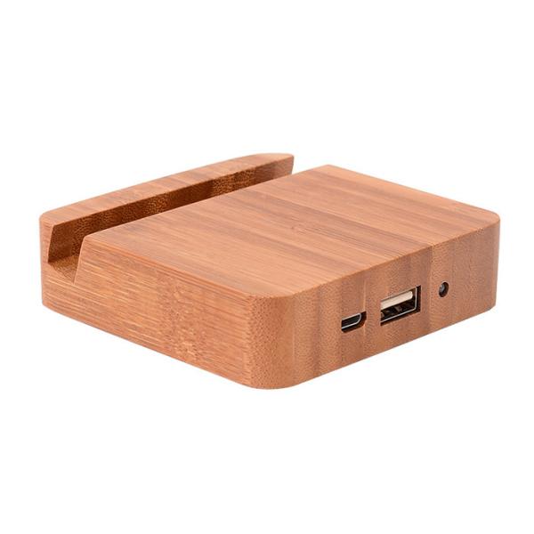 Quality 5200mAh Wooden Power Bank , Wireless Charging Bank With Holder Function for sale
