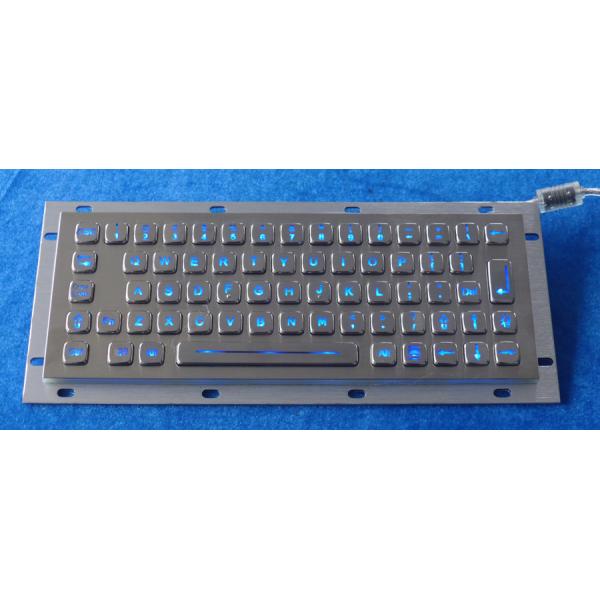64 Keys Stainless Steel Backlit Usb Keyboard , Industrial Metal Keyboard With Trackball