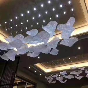 Hand Woven Crystal Cloud Chandelier Custom Crystal Ribbon Lamp Art Deco High