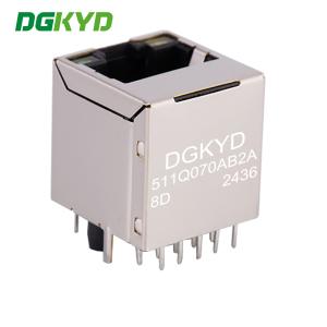 RJ45 Network Connector With Transformer , 180 Degree Gigabit Communication