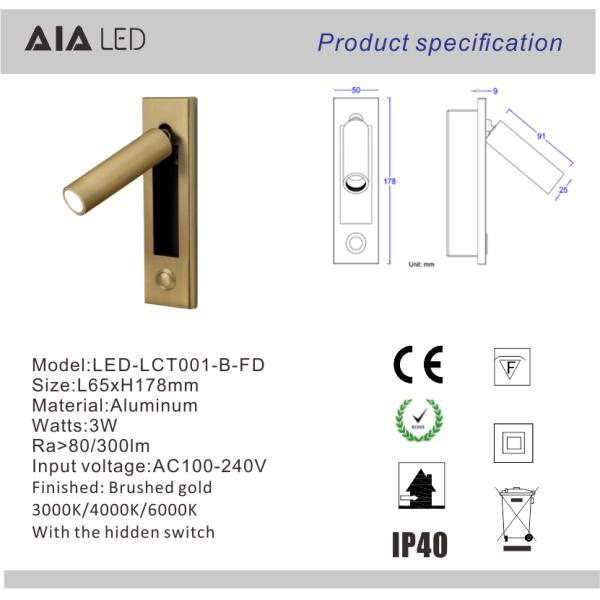 Contemporary adjustable led reading wall light hotel bedside wall light headboard wall light for villa project