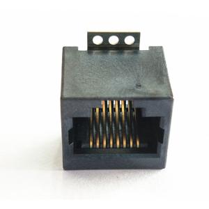 Black PCB Modular Jack RJ45 Ethernet 8 Pins 8 Contacts High Temperature Plastic