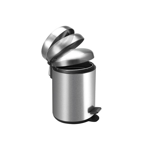 Large Capacity 5L Stainless Steel Waste Bin with Durable Pedal and Rolling Cover