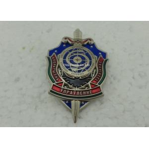 Hard Enamel Army Badges , Die Struck Zinc Alloy 3D Police Badge With Transparent