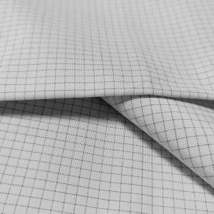 White Polyester Cotton TC Fabric 4mm Grid Anti Static