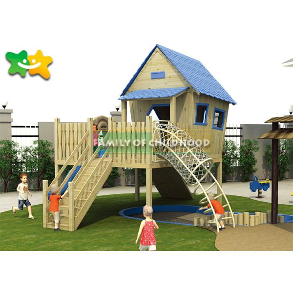 LLDPE Wooden Playground Slide , Garden Swing Slide Wooden Plastic Parts