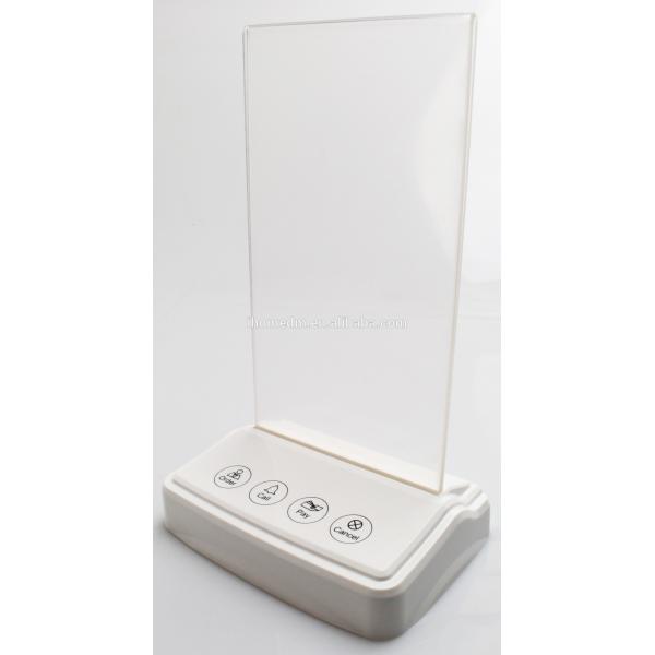 wireless call waiter restaurant system white menu holder call button and display panel
