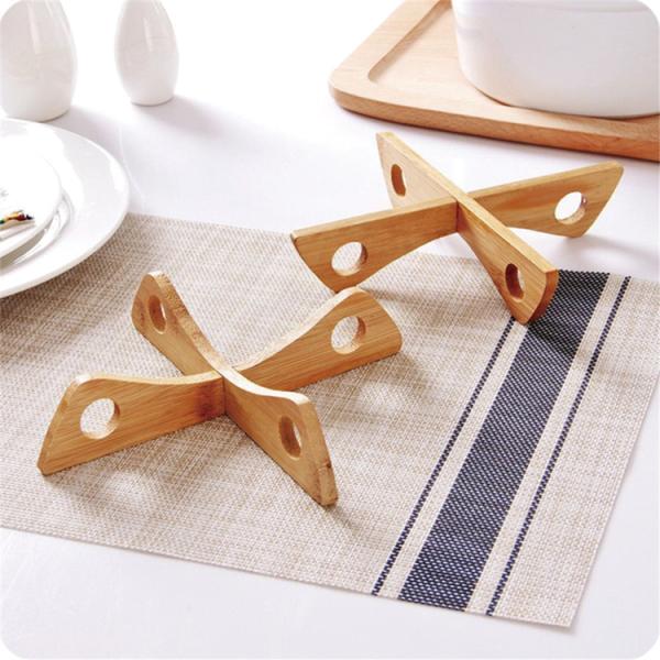 Detachable Sustainable Kitchen Tableware Bamboo Plate Holder Multifunctional