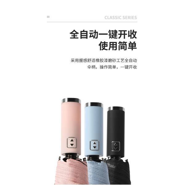 Customized Logo Printed UV Block Windproof Minimalism Style Rubber Coated Handle Umbrella
