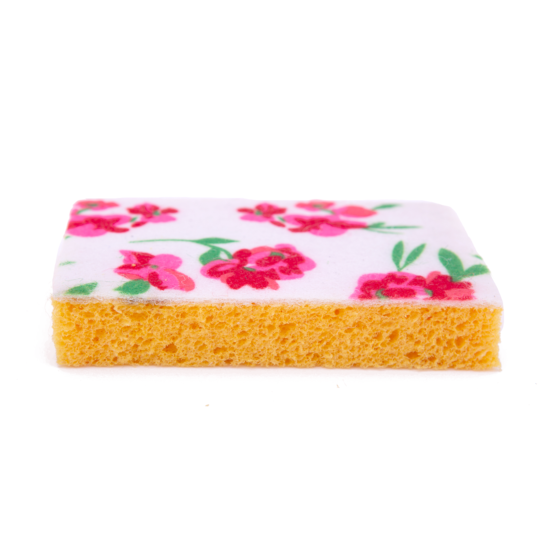 Printed cellulose sponge with floral design