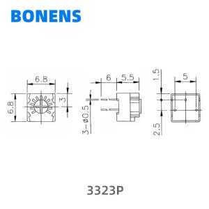 3323P Single Turn Metal Glass Glaze Trimmer Potentiometer 1K2K 5k 10k 20k 50K