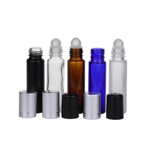 Perfume 10ml Clear Glass Roller Bottles With Gold Silver Aluminum Cap
