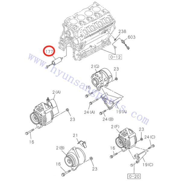 24V Excavator Solenoid 8972091152 For 4LE2 4LE2X ZX70-3 ZX75UR-3 ZX85USB-3