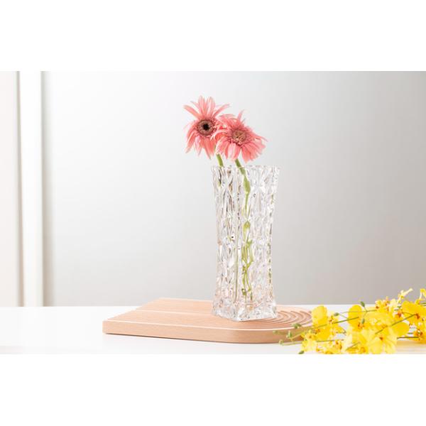 24cm Height Tall Square Glass Vases 22.5oz Machine Pressed Clear Crystal Vases