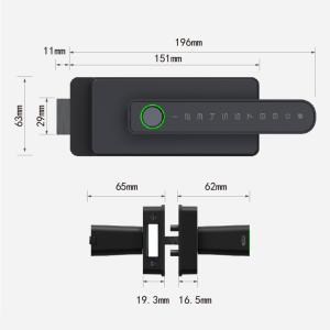 Smart Biometric Fingerprint Glass Door Lock Semi Auto Tuya App Wireless Control