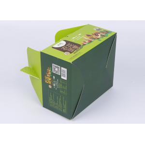 Take Away Green Paper Packaging Boxes Glossy Lamination And Soft Crease For Food