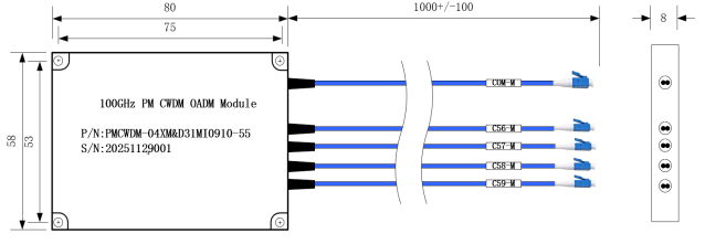 Polarization Maintaining Coarse Wavelength Division Multiplexer PM CWDM 2 - 16 Channels